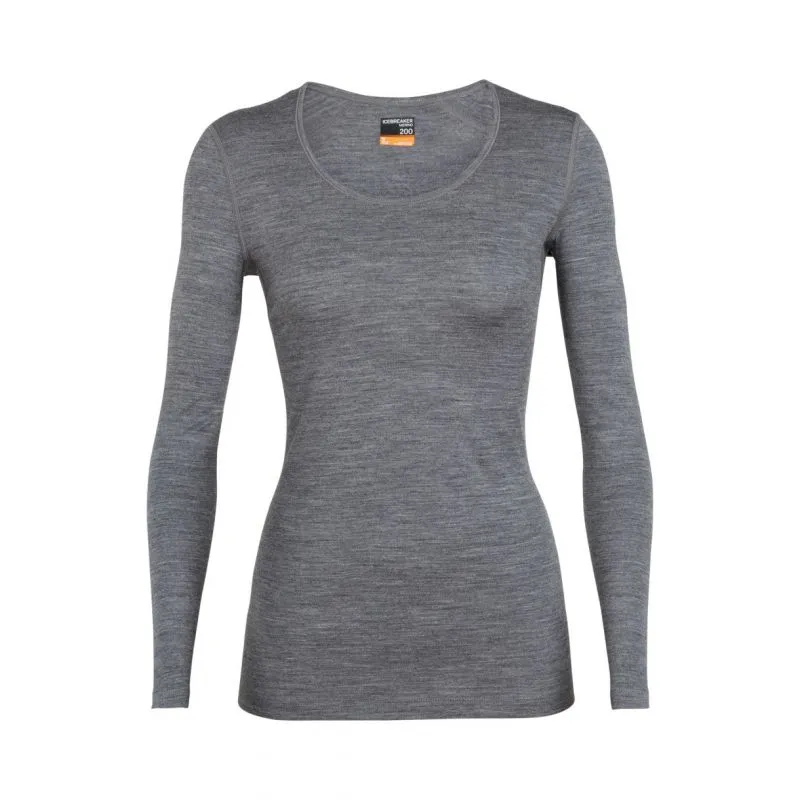 Camiseta técnica Icebreaker 200 Oasis Ls Scoop (Gritstone Heather) para mujer