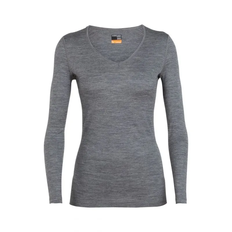 Camiseta técnica Icebreaker 200 Oasis Ls V (Gritstone Heather) para mujer