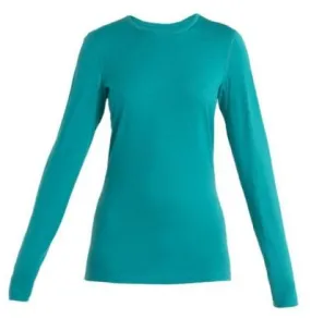 Capa intermedia de mujer Icebreaker Merino 200 Oasis LS Crewe (Flux green)