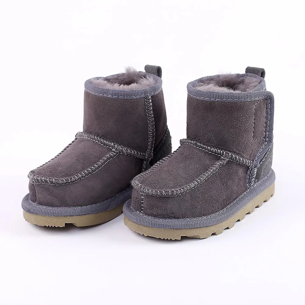 Children Boots Thick Warm Shoes Real Fur Suede Buckle Boys Girls Snow Boots Kids Waterproof Real Fur Baby Boots