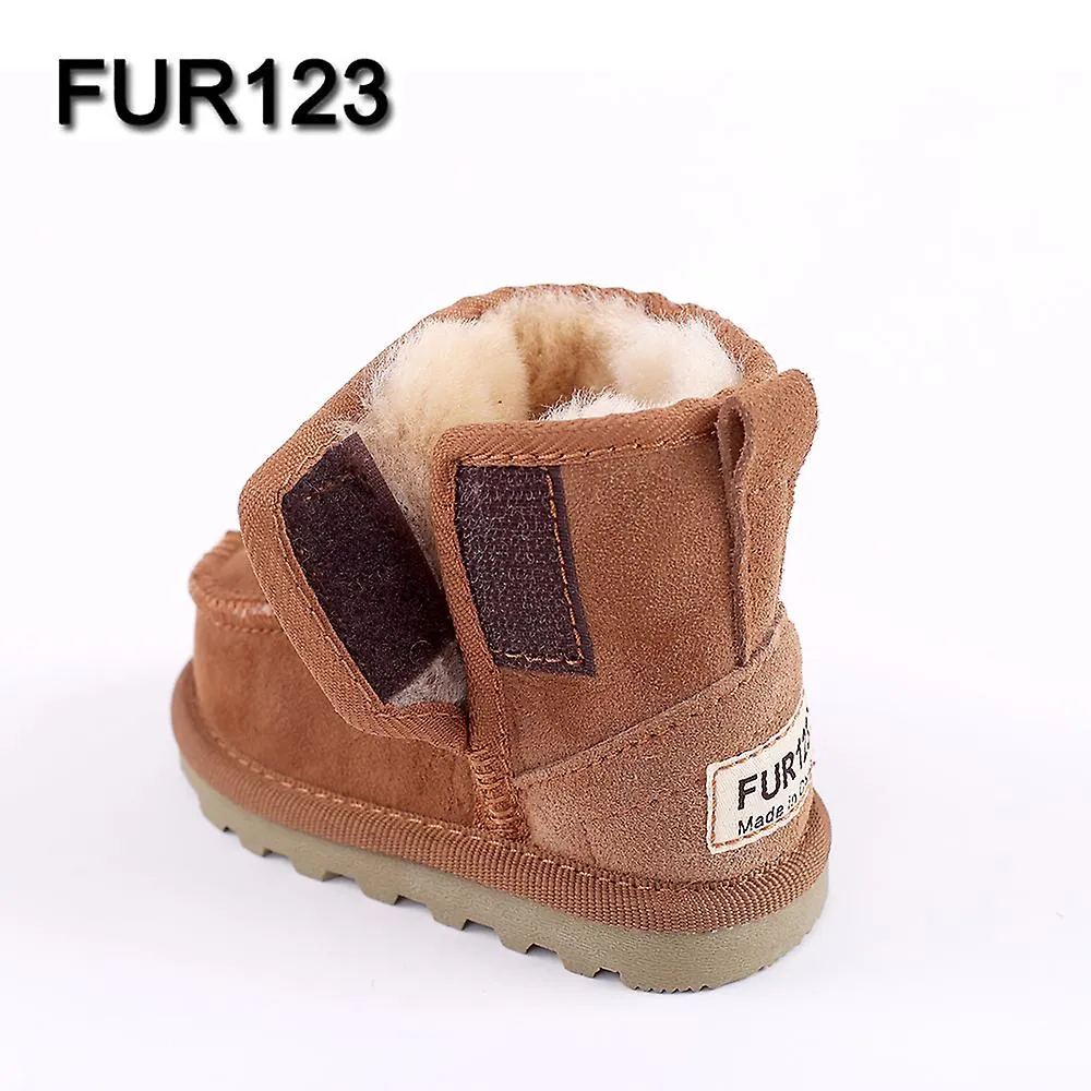 Children Boots Thick Warm Shoes Real Fur Suede Buckle Boys Girls Snow Boots Kids Waterproof Real Fur Baby Boots