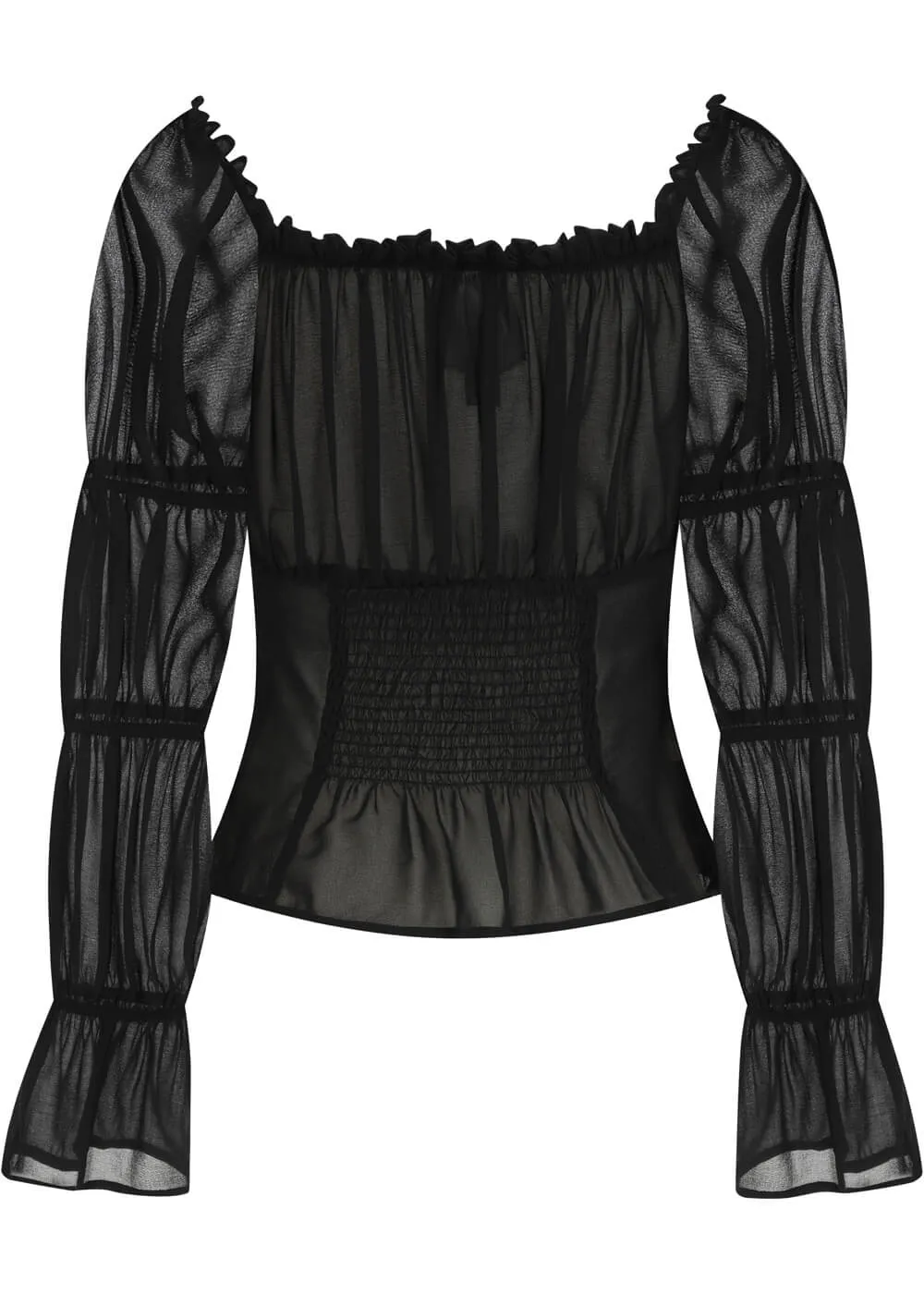 Collectif Agnes Mesh Ruched 60's Top Black