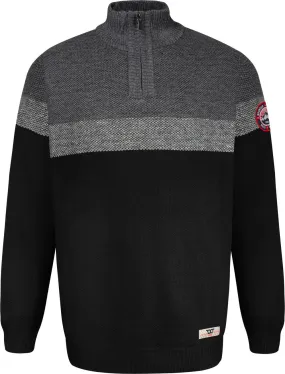 D555 Lewisham Cut and Sew Panel Sweater - Black Grey