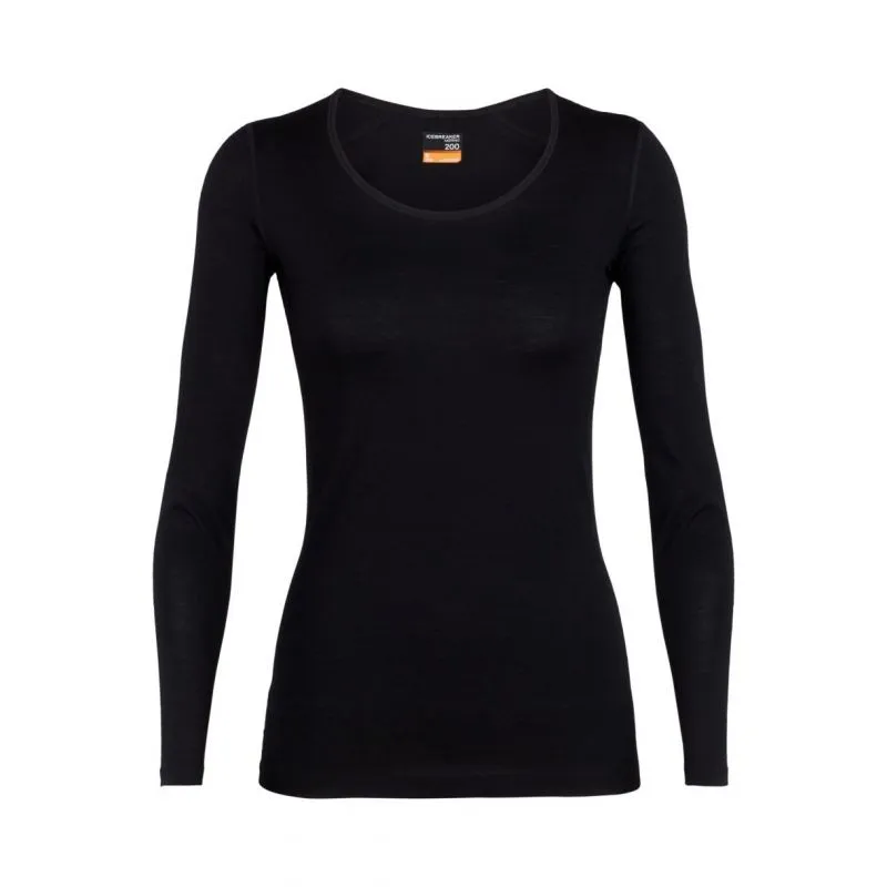 Icebreaker 200 Oasis Ls Scoop (negro) Top técnico para mujer