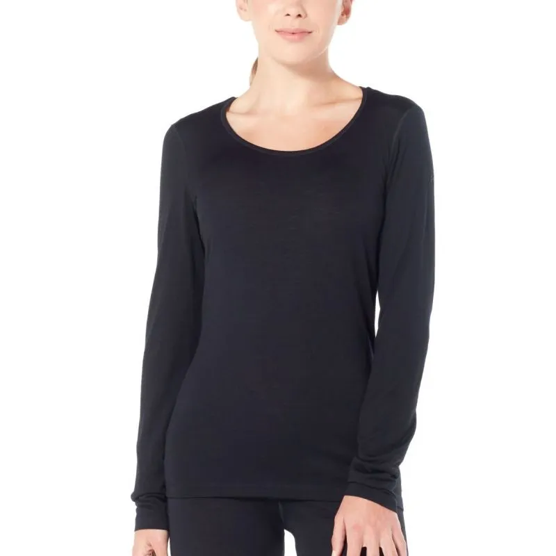 Icebreaker 200 Oasis Ls Scoop (negro) Top técnico para mujer