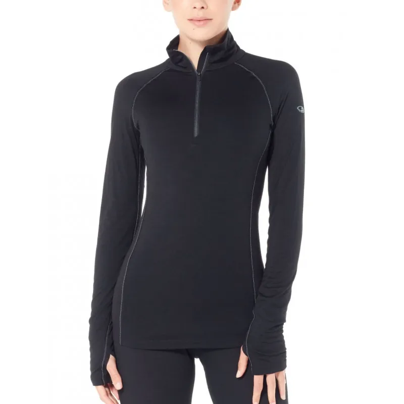 Icebreaker BodyFitzone ™ 150 Wmns Zone Ls Half Zip (Negro / Mineral)