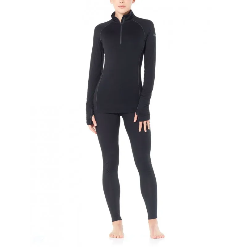 Icebreaker BodyFitzone ™ 150 Wmns Zone Ls Half Zip (Negro / Mineral)