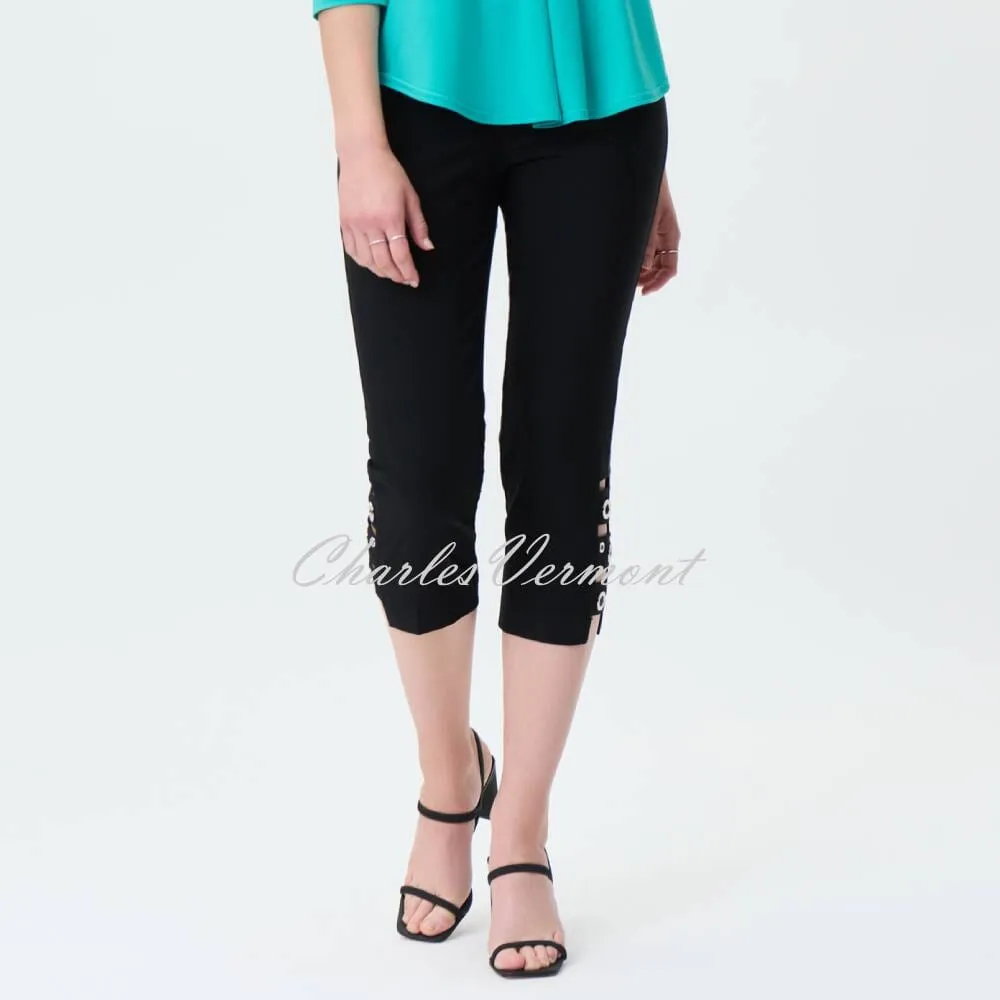 Joseph Ribkoff Capri Trouser with Eyelet Ladder Detail - Style 231026 (Black)