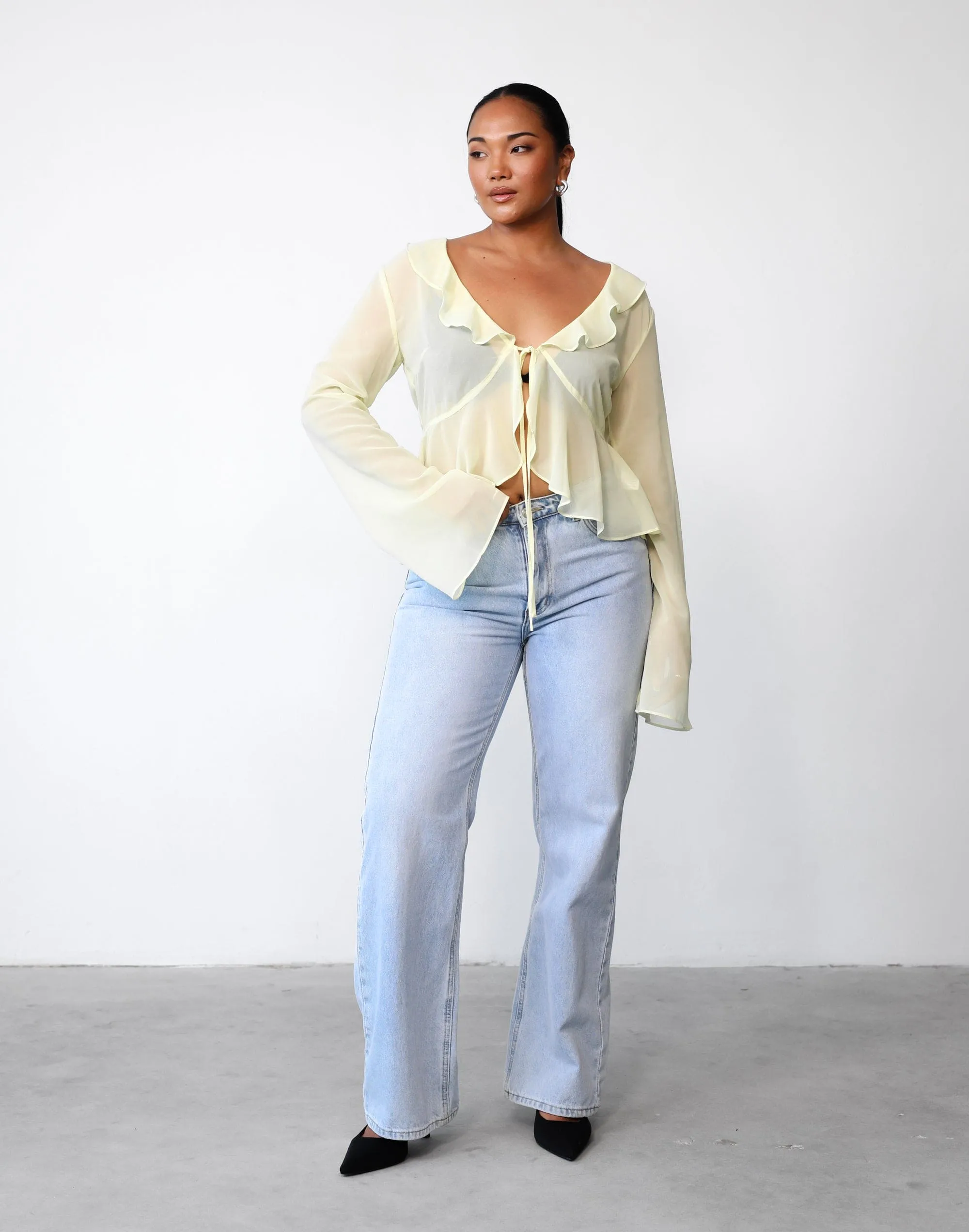 Leah Long Sleeve Top (Lemon)