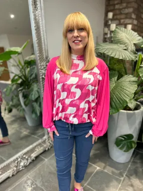 Lipstick Pink Sketch Print Blouse Abby