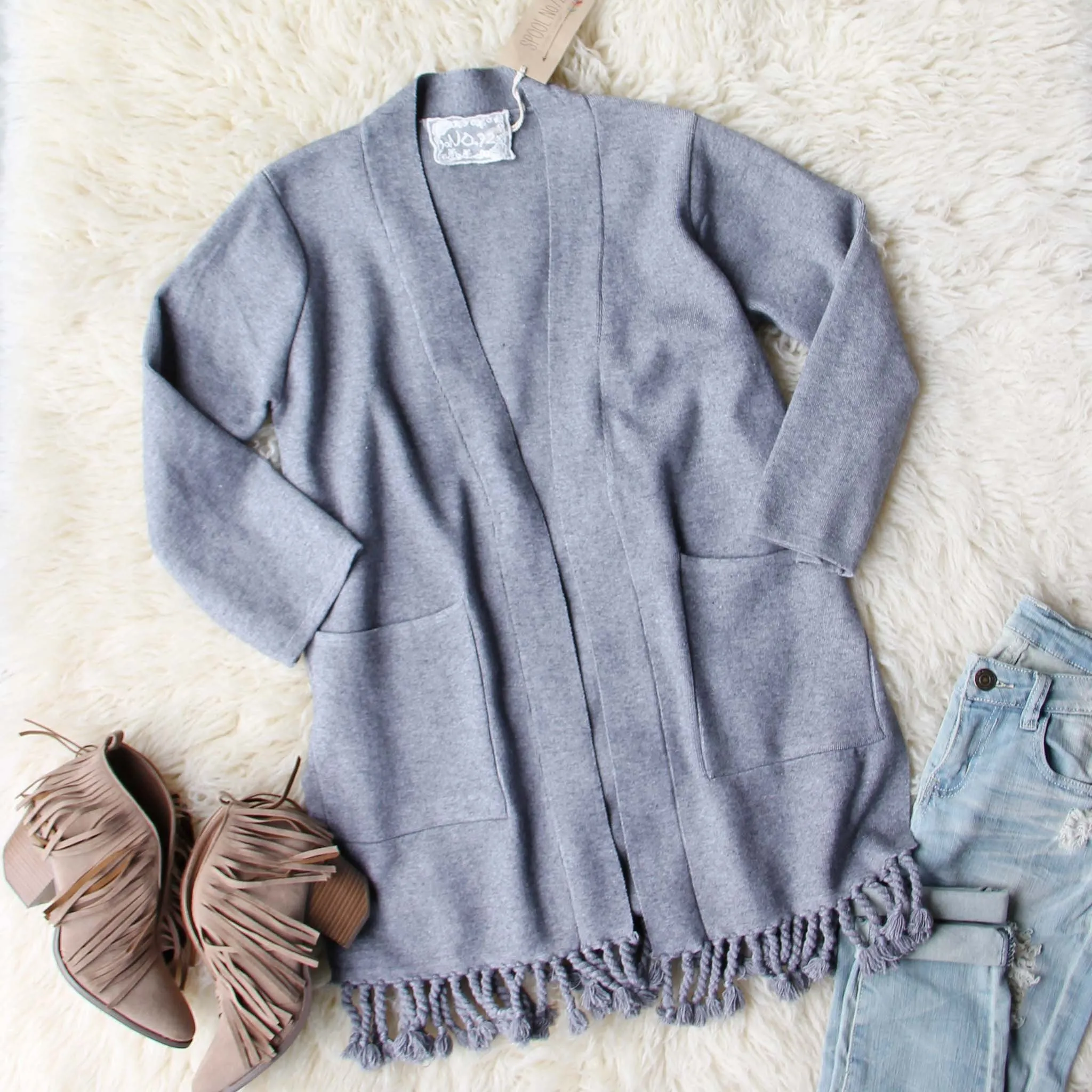 Marley Fringe Sweater in Gray