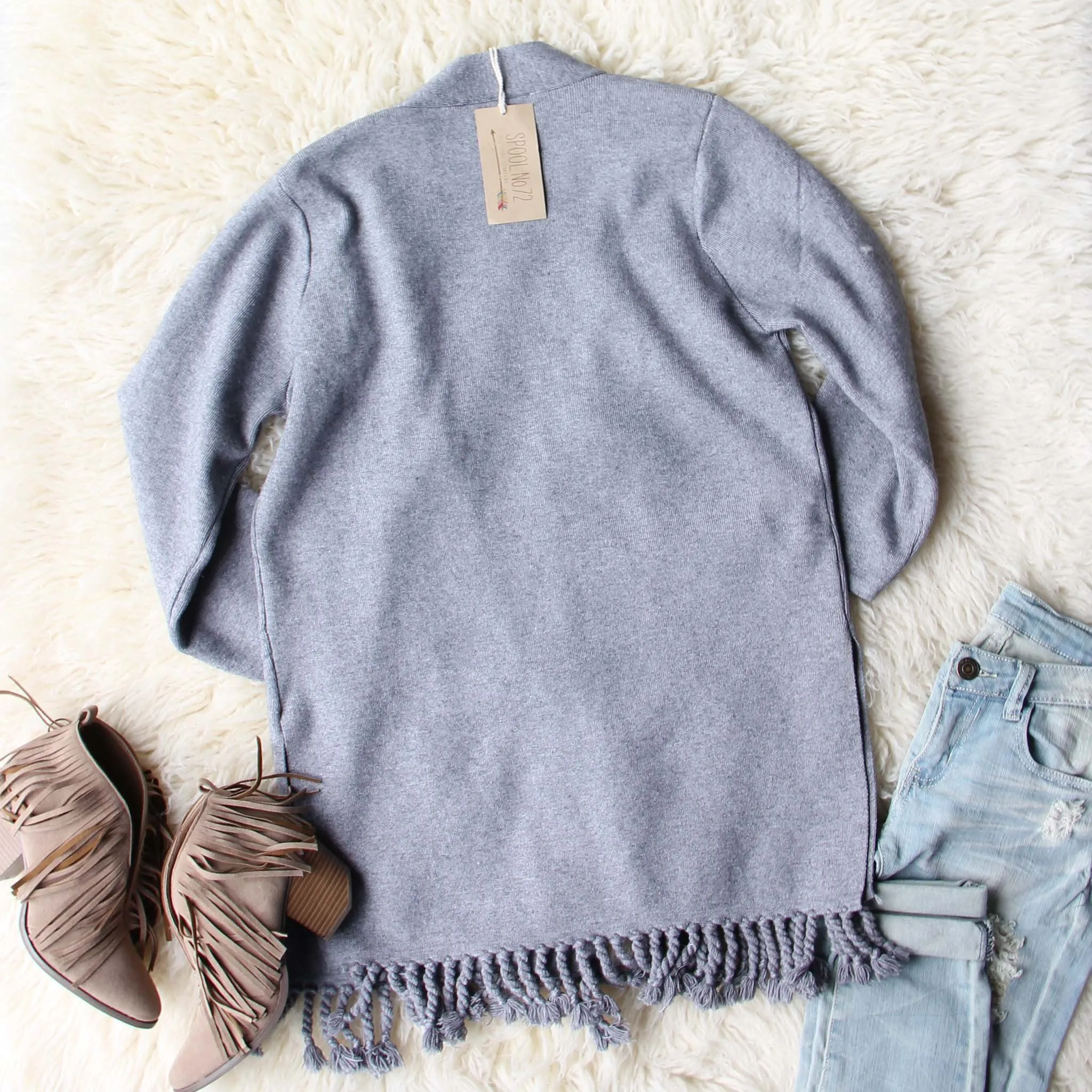 Marley Fringe Sweater in Gray