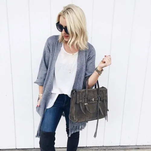 Marley Fringe Sweater in Gray