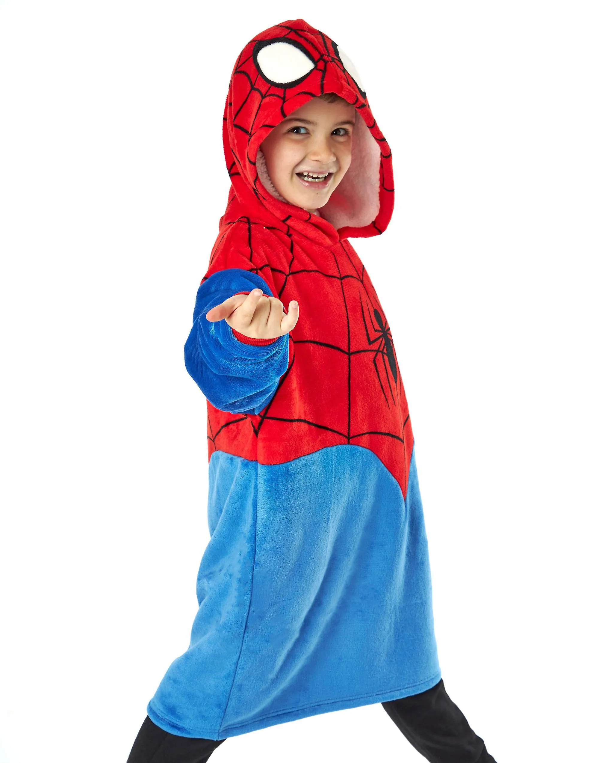 Marvel Boys Blanket Hoodie Blue Spiderman Character