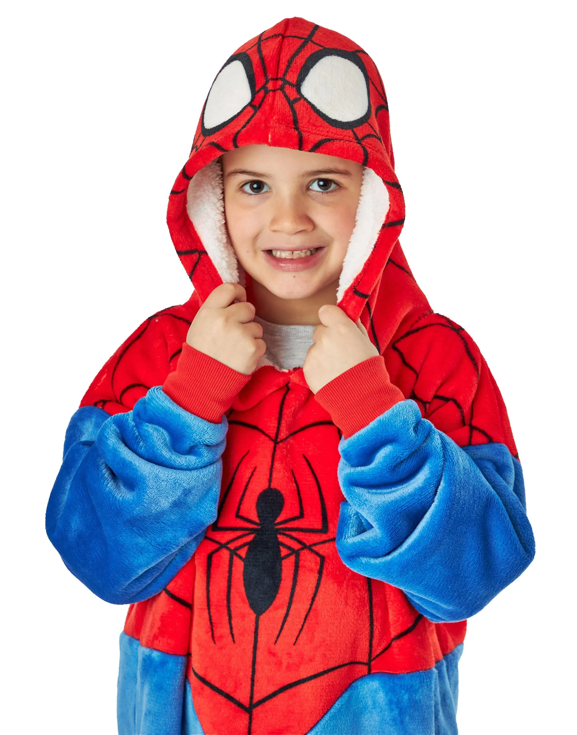 Marvel Boys Blanket Hoodie Blue Spiderman Character