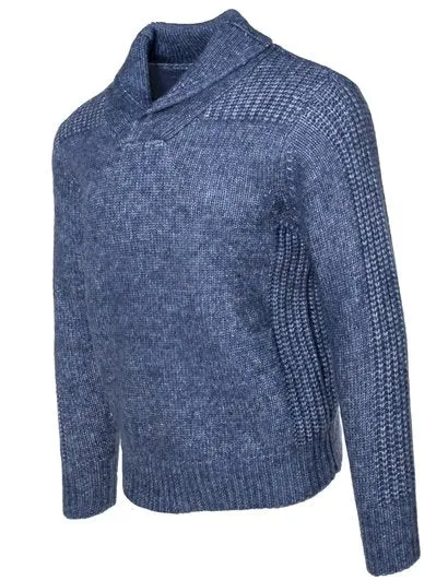 Midweight Triple Blend Shawl Collar Sweater - Navy