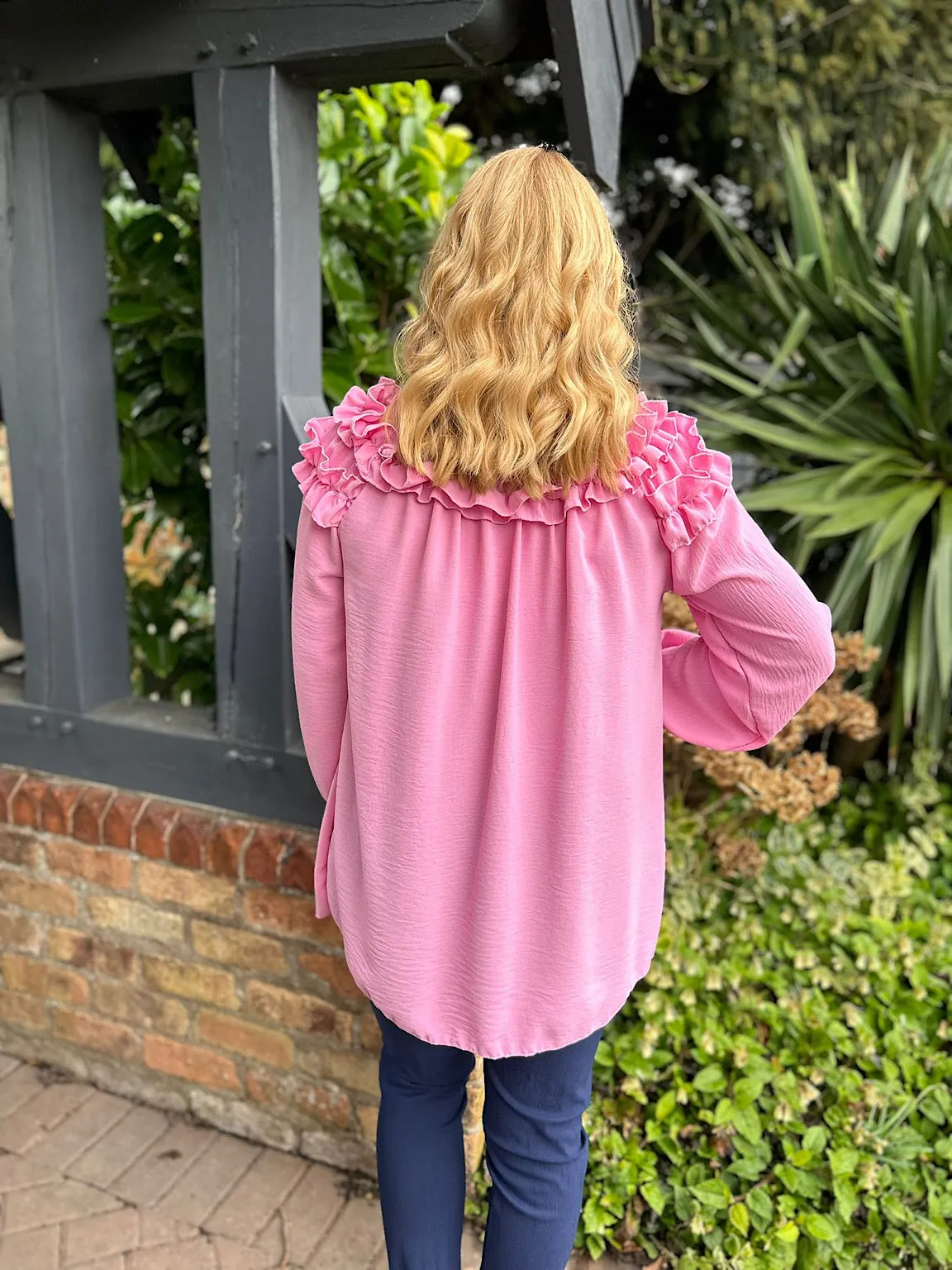 Pink Ruffle Bardot Top Heidi