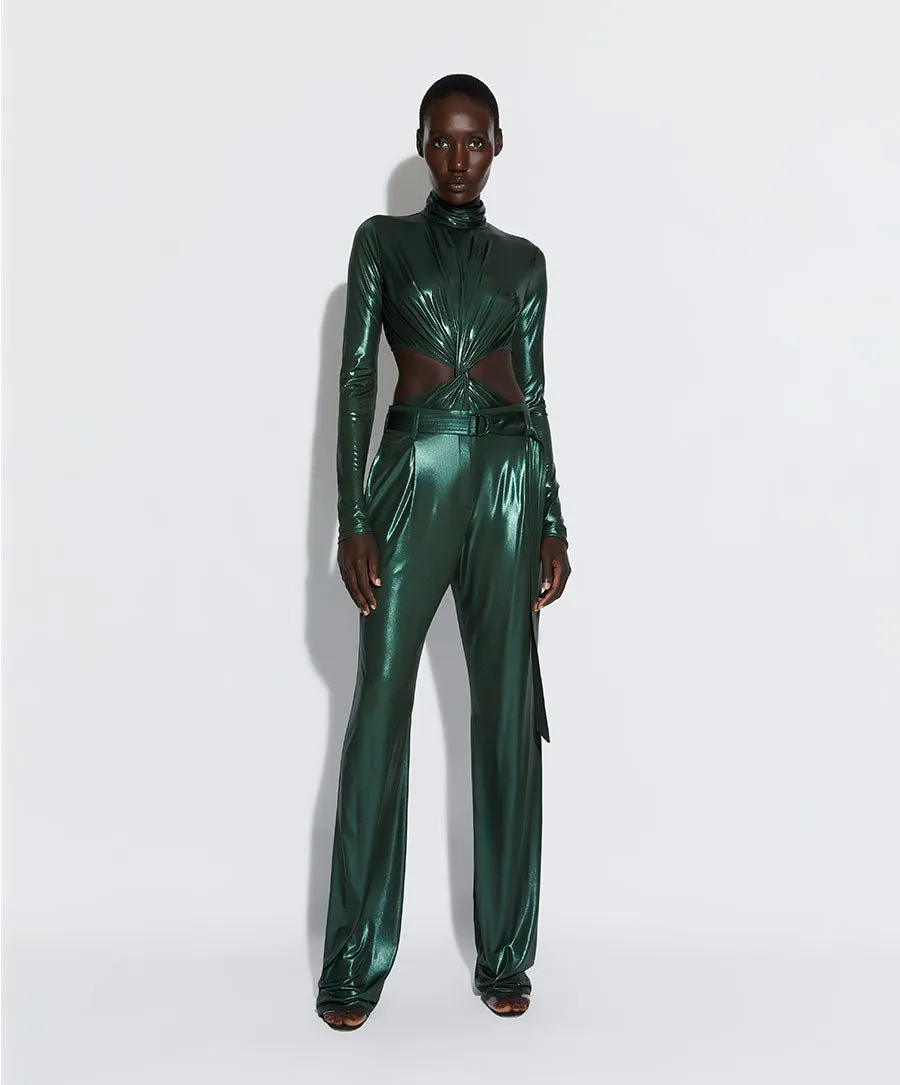 		Shiny Jersey Turtleneck Bodysuit	