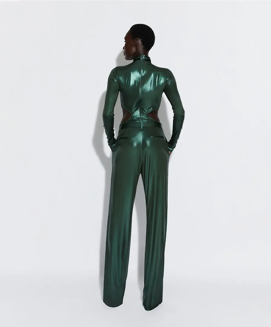 		Shiny Jersey Turtleneck Bodysuit	