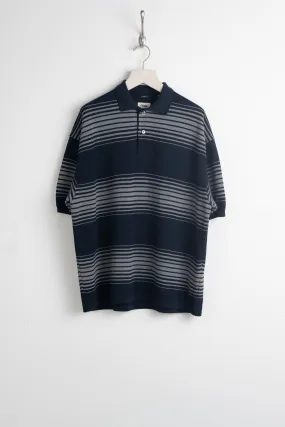 Stripe Polo Sweater Navy