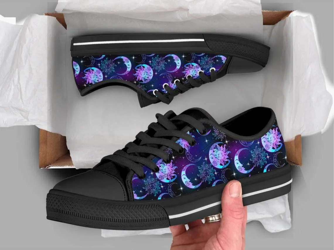 Sun and Moon Cult Goth Low Top Converse Style Shoes