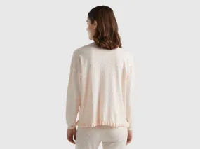 Sweater with rouches - Peach | Benetton