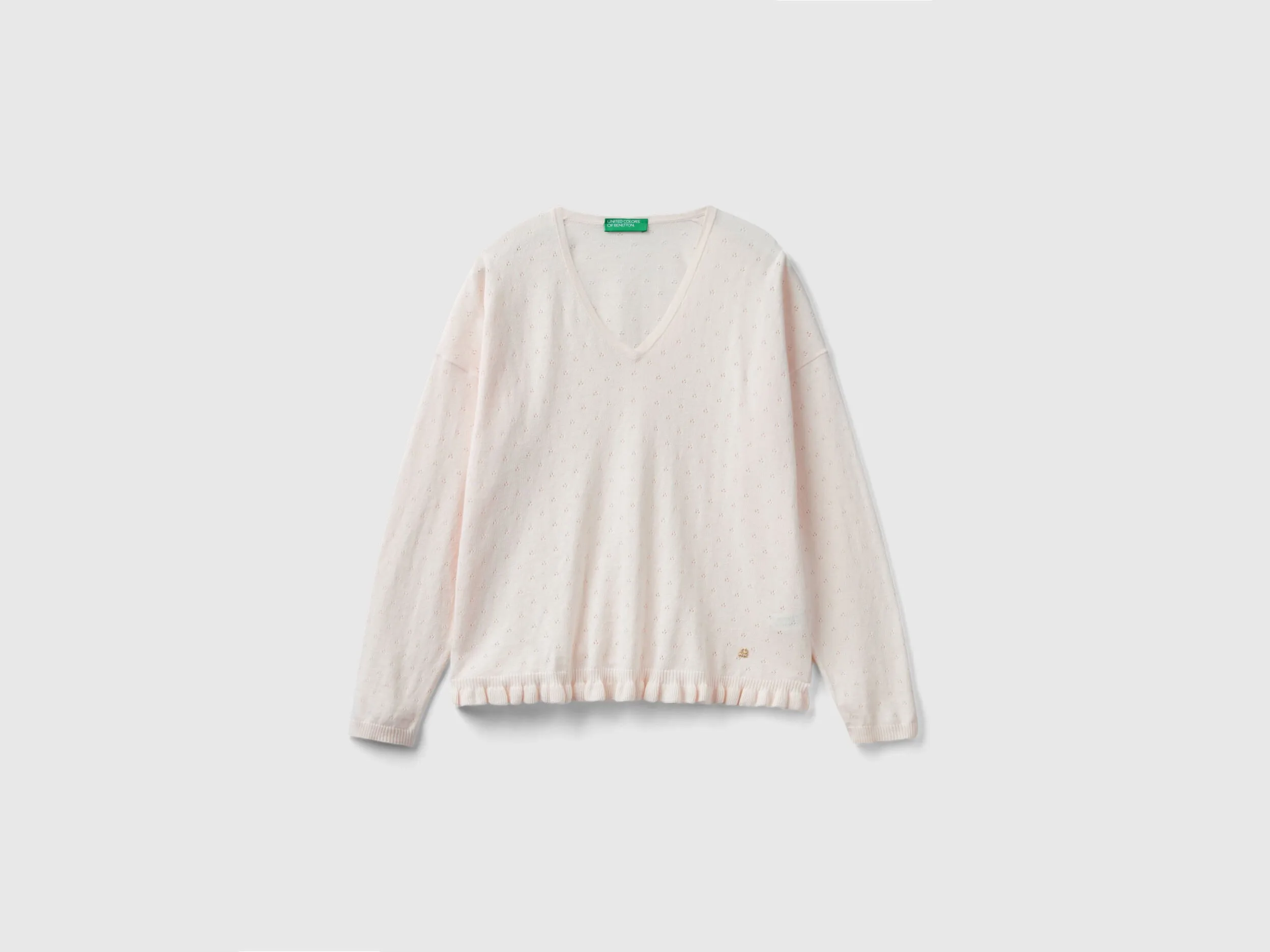 Sweater with rouches - Peach | Benetton