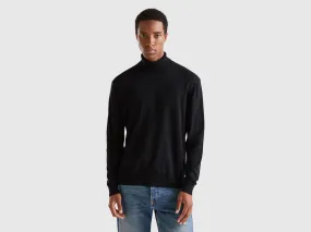 Turtleneck in lightweight cotton blend - Black | Benetton