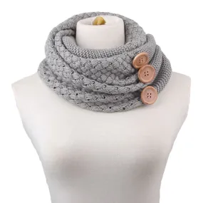 Warm Two Circle Cable Knit Cowl Solid Neck Scarf Scarves wrap Loose Scarfs poncho bufandas foulard