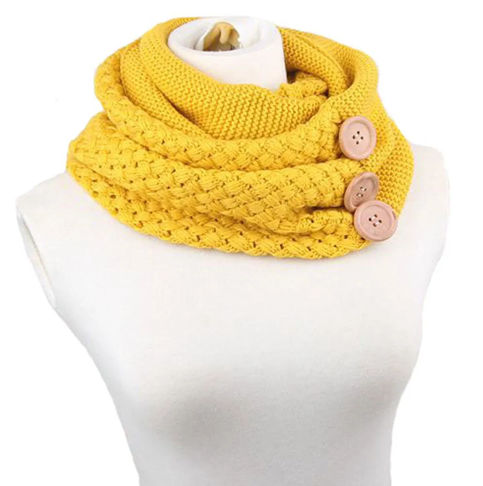 Warm Two Circle Cable Knit Cowl Solid Neck Scarf Scarves wrap Loose Scarfs poncho bufandas foulard