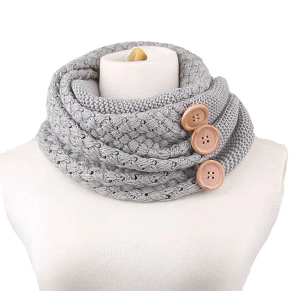 Warm Two Circle Cable Knit Cowl Solid Neck Scarf Scarves wrap Loose Scarfs poncho bufandas foulard