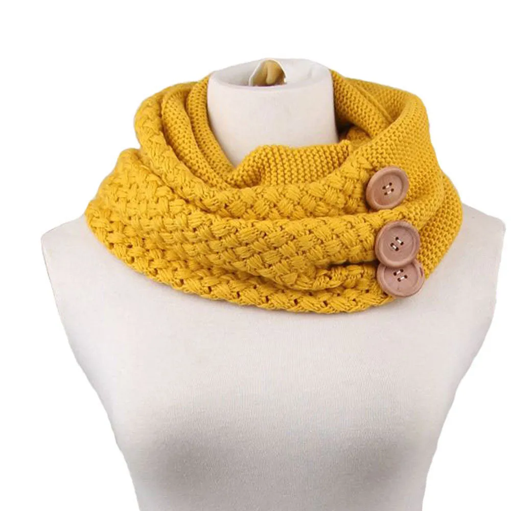 Warm Two Circle Cable Knit Cowl Solid Neck Scarf Scarves wrap Loose Scarfs poncho bufandas foulard