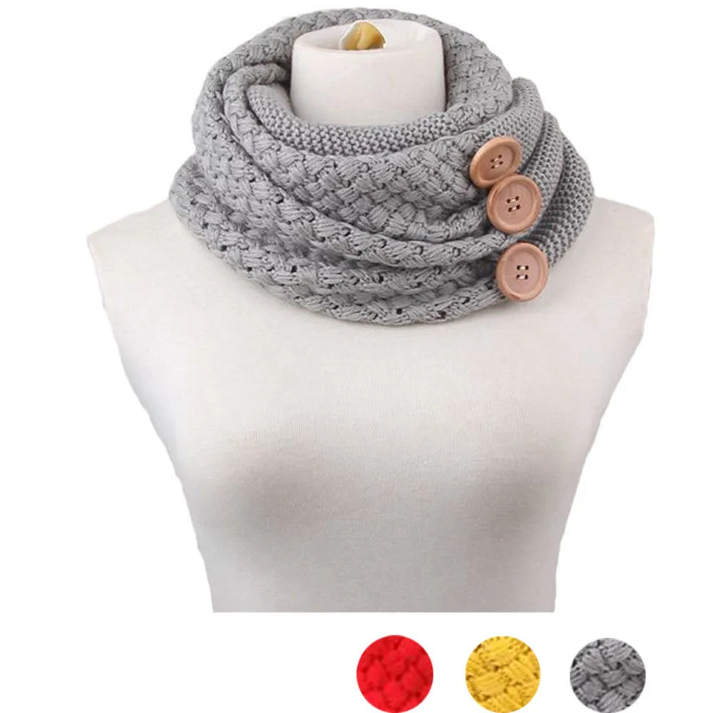 Warm Two Circle Cable Knit Cowl Solid Neck Scarf Scarves wrap Loose Scarfs poncho bufandas foulard