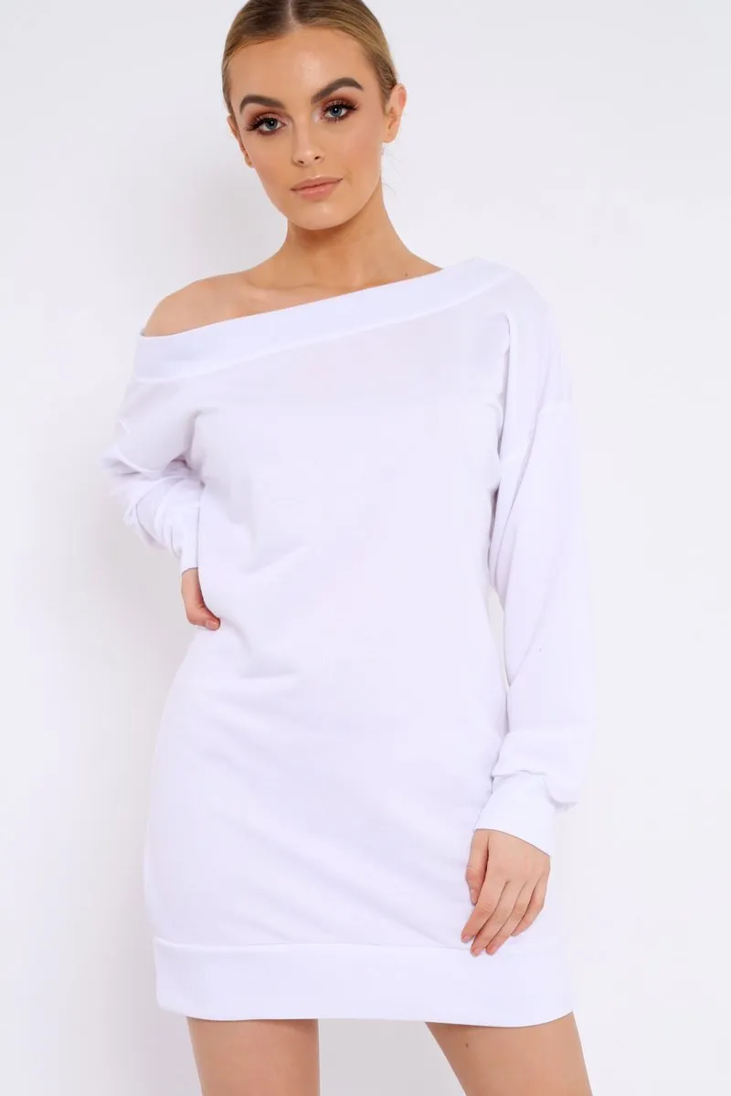 White Bardot Sweater Dress - Ariel