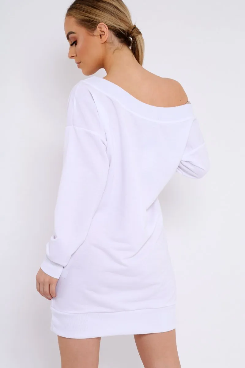 White Bardot Sweater Dress - Ariel