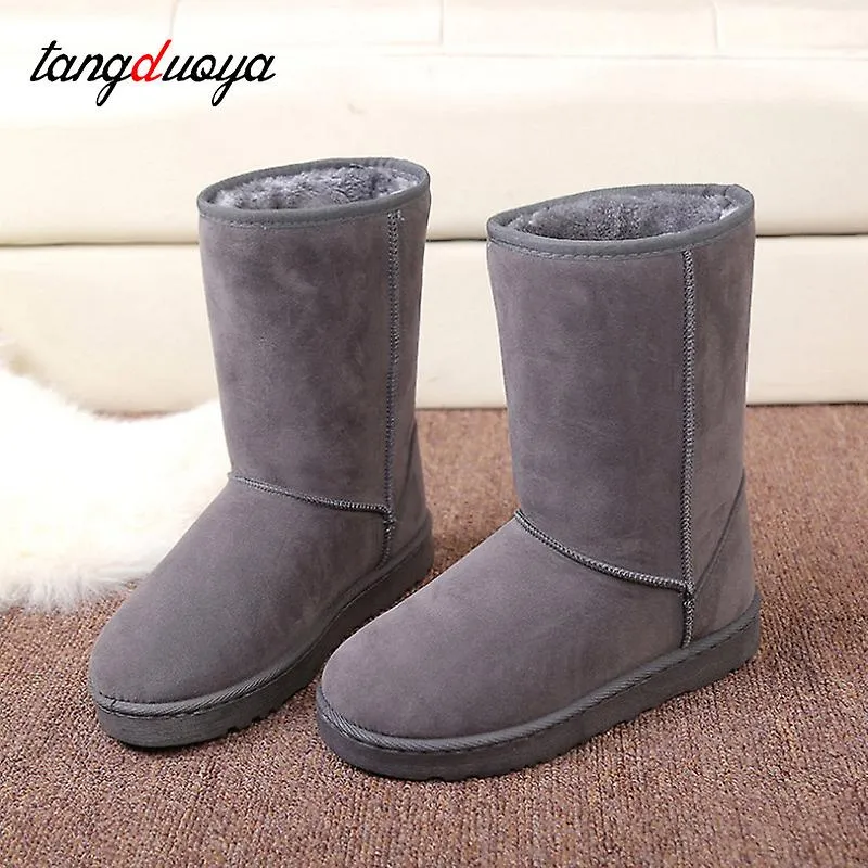 Women Snow Boots Middle Tube Winter Boots Thick Plush Non-slip Winter Boots Fashion Women Warm Mid Calf Botas Mujer