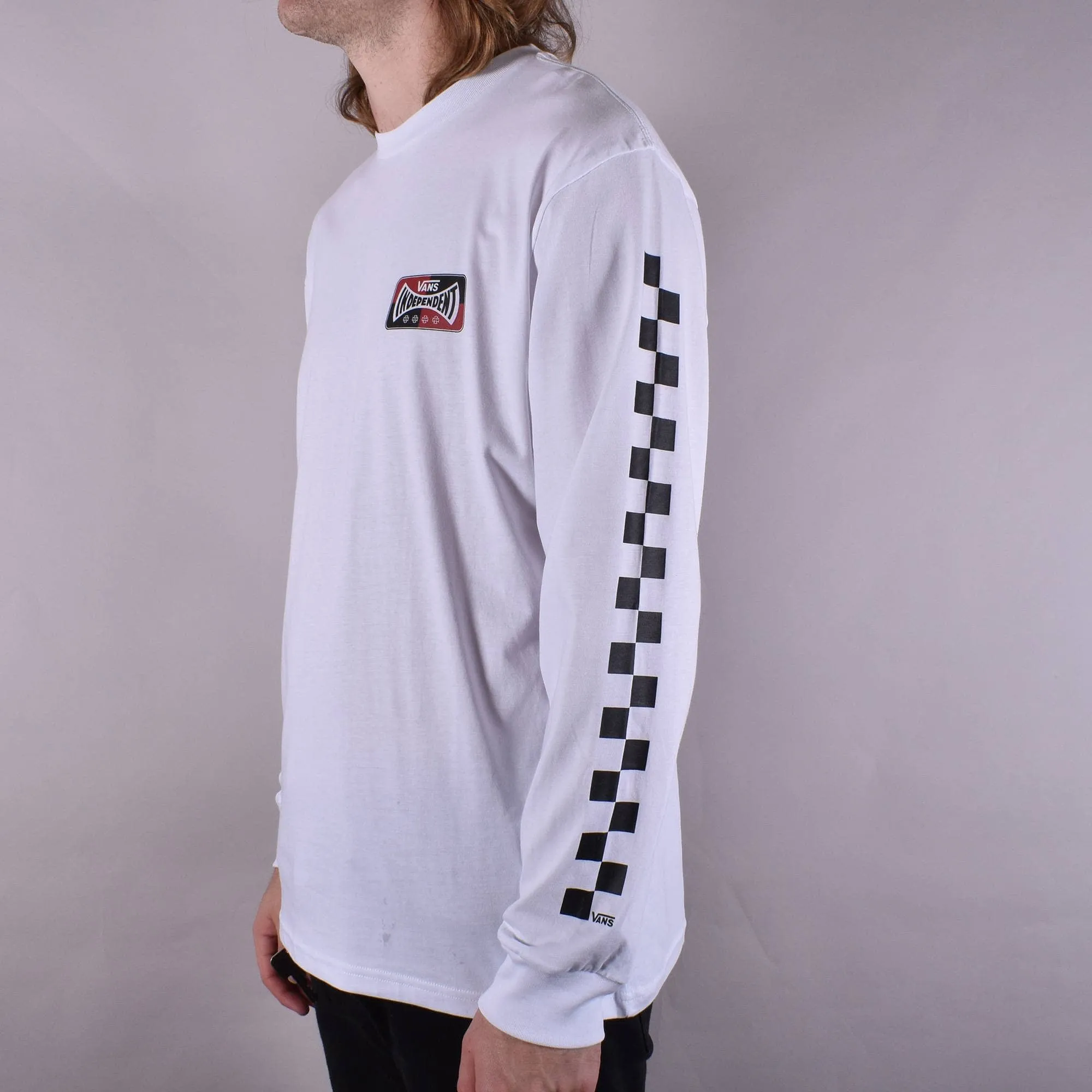 X Independent Checkerboard Long Sleeve Skate T-Shirt - White